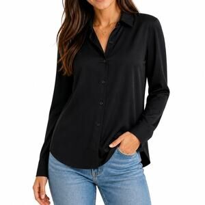 Cellecci Long-sleeve Button-up Blouse Black